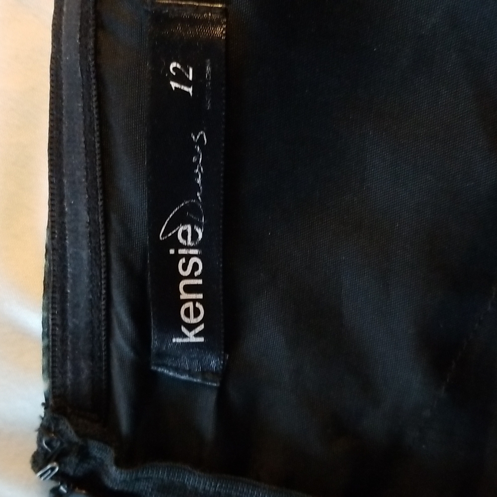 Kenzi strapless ruffled top, navy, gray, poly chiffon, lined and fitted